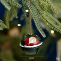Green metal Christmas bell ornament with hand-painted Santa Claus and twine rope - 6cm Iron Santa Round Bell / Diameter 6cm/30g / Green