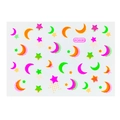 Detailed view of neon stars and moon nail art stickers with pop art stripe patterns - WG6085 (Star & Moon)