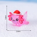 Statuina di axolotl rosa con cappello di Natale per DIY, misura 1.8x2.4cm - Rosso Rosa