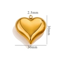 Polished gold 3D hollow heart pendant in stainless steel with 30mm dimensions - 30MM / Gold