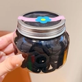 Set di elastici per capelli neri spessi ad alta elasticità in flacone con tappo argento - Barattolo / 6# Anelli per Capelli Serie Nera (140 Pezzi)