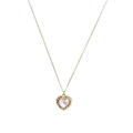 Minimalist gold necklace featuring a shell heart pendant with vintage embossed patterns - Gold