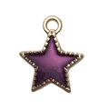 Deep purple star-shaped alloy charm with golden beaded edges and hanging loop - Purple Star (13x15mm)