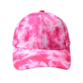 Detailed view of pink and white tie-dye cotton baseball cap with six-panel design - Tie-dye Color 3 - Baseball Cap