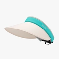Turquoise and off-white wide brim sun hat with adjustable open top design - Adjustable / Lake Blue