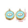 Pendentif œil bleu en émail et métal doré pour bijoux DIY, dimensions 16x13mm - Type A Œil Bleu