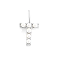 Silver letter T pendant accessory with inlaid white round pearls for DIY jewelry - Letter T / Steel