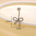 Silver steel bow belly button ring with zircon pavé, measuring 1.22cm by 1.42cm - Bow Style (4#) / Silver