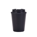 Sleek black wheat straw coffee mug with a portable lid for car and travel use - Black