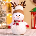 Christmas snowman plush with reindeer hat and striped scarf, size 30x18cm for home decor - Big Snowman-206-Medium