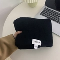 Bufanda gruesa de punto acanalado negro en hilo acrílico suave para el invierno - Negro