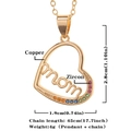 Fashionable heart-shaped MOM pendant necklace in gold plating with colorful zircons - Gold-D377