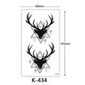 Waterproof temporary tattoo sticker featuring black deer head and geometric triangle design - K-434 Geometric Deer Head