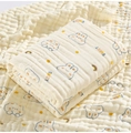 Weiches 6-lagiges Baumwoll-Mulltuch in Cremegelb mit niedlichen Hasen-Motiven für Babys - Fruchthase / 6-Lagig 95*95cm