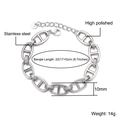 Polished silver stainless steel pig nose link bracelet with 10mm width and 22cm length - Steel