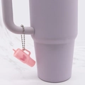 Pink silicone Stanley cup keychain charm with butterfly relief and silver ball chain - Pink Butterfly Cup Bead Chain