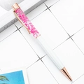 Penna a sfera creativa fai-da-te con fiori secchi rosa e dettagli in oro rosa - Bianco
