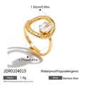 18K vergoldeter Edelstahlring mit Hammerschlag-Textur und ovalem Zirkonia-Stein - Gehämmerte Textur Ovaler Zirkonia Stil (JDR0104019)