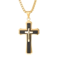 Collar de cruz de tres capas en acero inoxidable bicolor oro y negro para hombre - Solo colgante / Bicolor (Oro y Plata)