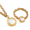 Gold jewelry set featuring chunky chain necklace and bracelet with clear faceted stones - Gold White Jewelry Set (KS190116-Z)