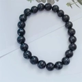 Bracciale di perle nere da 8 mm con motivi a ragnatela bianca e texture in pietra - Turchese nero