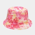 Reversible 3D tie-dye bucket hat in pink, yellow, and orange sun protection style - M (56-58cm) / Pink Yellow Orange Tie-dye (37#)