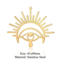 Pendentif oeil et soleil doré en acier inoxydable, 41x49mm pour bijoux DIY - Style Œil Soleil (LA330) / 5 Pièces / Or
