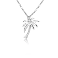 Macro detail of a silver coconut tree pendant necklace with reflective mirror finish - Silver Coconut Tree (N03286S)