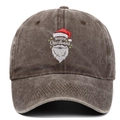 Brown washed denim baseball cap featuring Santa embroidery and Merry Christmas text - Coffee
