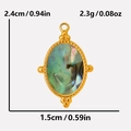 Oval 304 stainless steel pendant with abalone shell in gold finish, 2.4cm x 1.5cm - Gold Rainbow Abalone Shell Pendant (S2002-G-B)