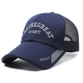 Berretto da baseball in mesh traspirante blu scuro con ricamo bianco BETHEGREAT per sport - Regolabile / Blu navy