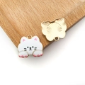 Cute white enamel cat pendant with gold plating for DIY jewelry making accessories - White Cat Variant