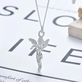 Minimalistische S925 Sterling Silber Engelskette mit Cupid Anhänger auf weißem Grund - Silber