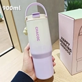 900ml cream to purple gradient vacuum insulated coffee mug with portable handle - 30oz / Purple