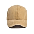 Classic washed khaki cotton baseball cap with adjustable strap and curved brim design - Ginger Yellow