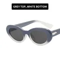 Lunettes de soleil ovales vintage avec monture dégradée gris-blanc et détails argentés - Gris Supérieur Blanc Inférieur