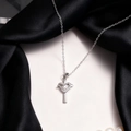 Silver stainless steel chain with micro-pave zircon heart and cross pendant - Silver-Style D-Heart Cross