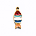Pendentif poisson en acier inoxydable émaillé aux rayures colorées pour bijoux DIY - Couleur Or Poisson