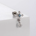 Silver bow and dragon claw earring with blue and clear zircon stones in stainless steel - Cross Style (A57-7#)