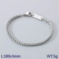 Pulsera de cadena de acero inoxidable plateado 180x3mm con placa rectangular vacía - Pulsera de 3mm (KB203022-Z) / Color Acero