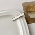 Close-up of minimalist cream and black checkered hairpin on elegant ceramic plate - 10# White Thin Wave