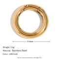 18K gold plated stainless steel 19.8mm spring ring clasp for jewelry making and accessories - Diameter 19.8mm / 18K Gold / Style 3 (C9175)