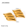 Elegantes pendientes de acero inoxidable chapado en oro 18k con textura de ala cuadrada - Textura de Onda de Ala Dorada(JDE2308082)