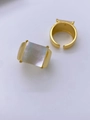 Close-up of gold-plated rings with square white shell inlay and open band design - Square Shell 2pcs Set (Style A)