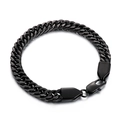 Cadena cubana clásica de acero de titanio negro para hombre con cierre de langosta - Pulsera / Negro