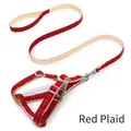 Adjustable dog harness and leash set with classic red plaid pattern on white background - S-1.0cm / Red Plaid