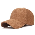 Casquette de baseball classique en velours côtelé marron pour hommes et femmes - Réglable / Café Clair