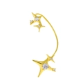 Golden star ear cuff with sparkling rhinestones and elegant curved celestial design - Style B Gold Left Side (M-433)