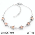 Bracelet étoile en acier argenté avec zircons ambrés, longueur 180mm et poids de 4g - Couleur Acier (Strass Ambre) (KB183084-TJG)