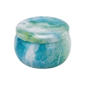 4.4OZ drum-shaped metal candle tin with blue marble texture and white speckles - 75*50MM C228 Blue Marble Pattern Empty Tin